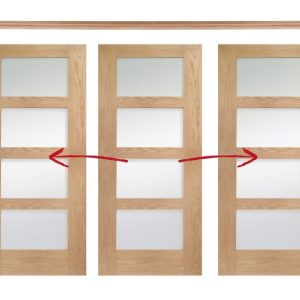 Easi Slide Door Set Oak Shaker (CLEAR GLASS) Doors - Includes Frame and Doors - XL